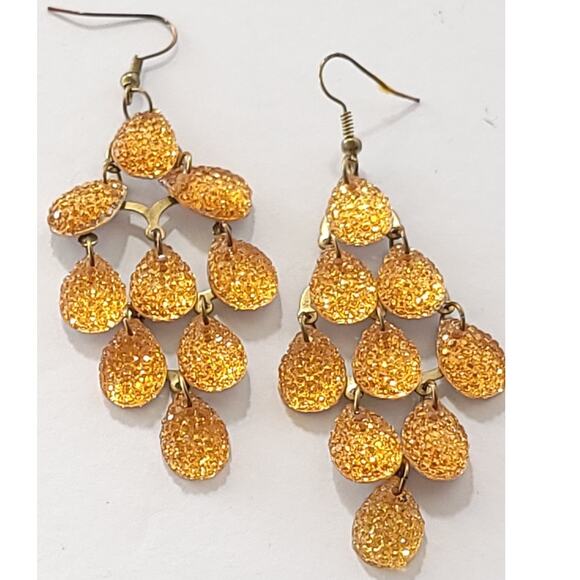 Vintage Golden Textured Drop Earrings - Picture 1 of 10